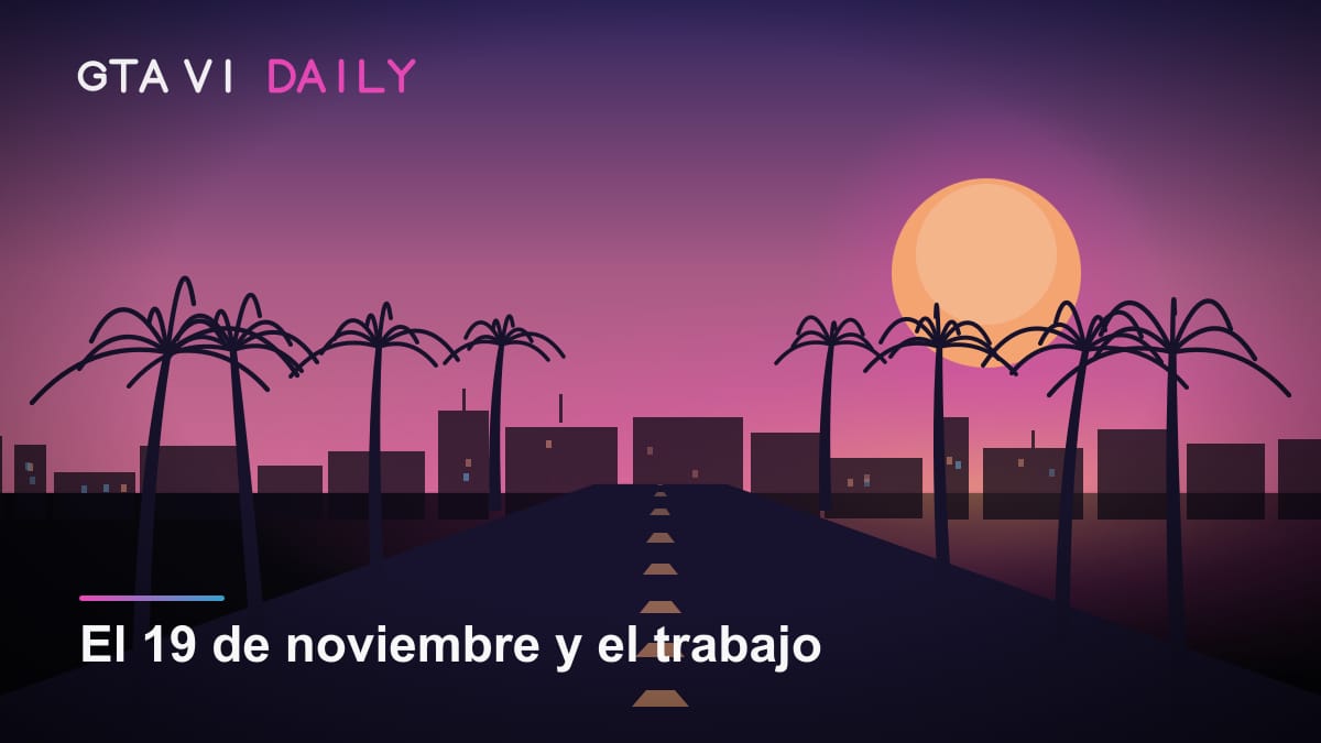 Ilustración de una oficina vacía con un calendario marcado el 19 de noviembre y un mando de consola sobre la mesa