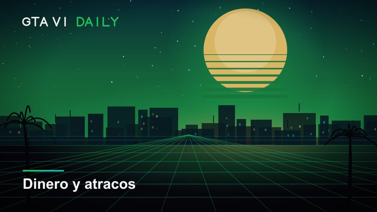 Fajos de billetes y una bolsa de deporte abierta frente al skyline de Vice City
