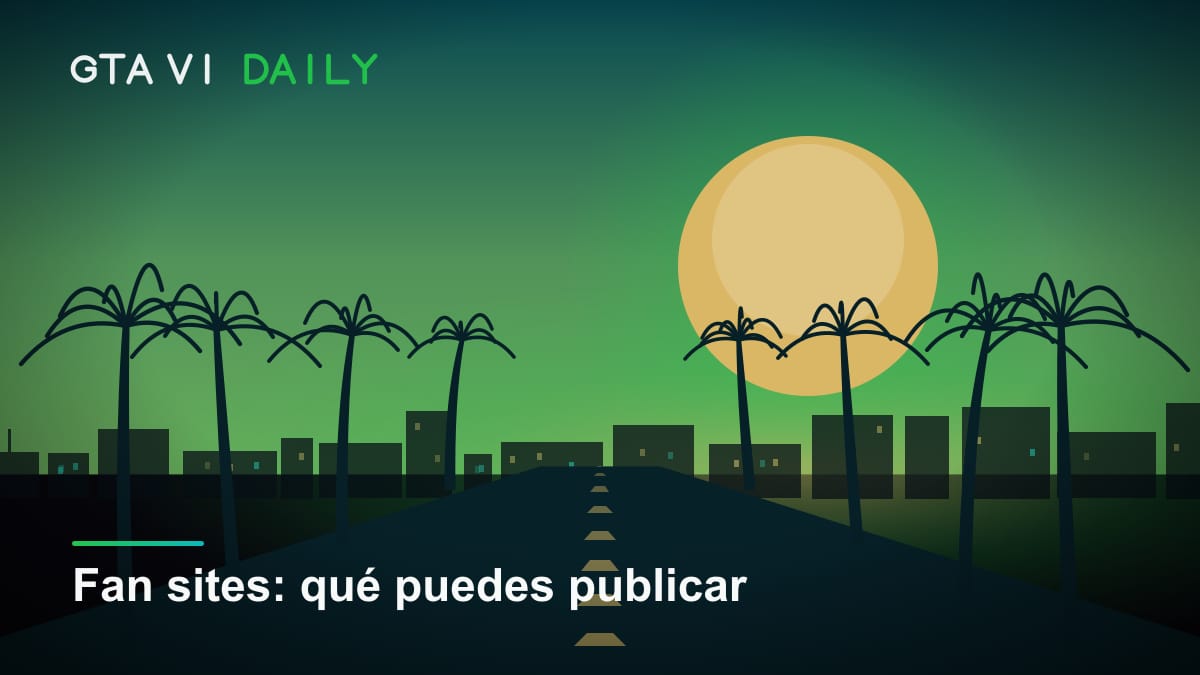 Ilustración sobre qué material de GTA VI puede publicar un fan site o un creador de contenido