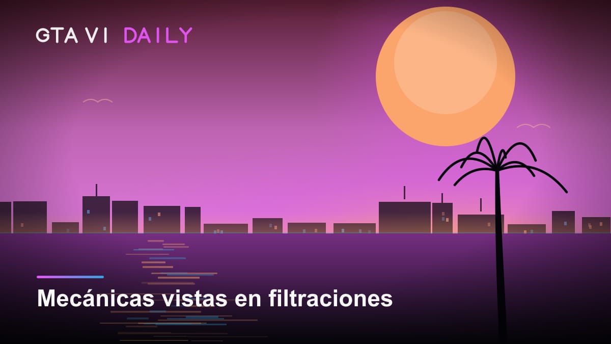 Fotograma conceptual de gameplay de GTA VI con indicadores de búsqueda policial y combustible en pantalla