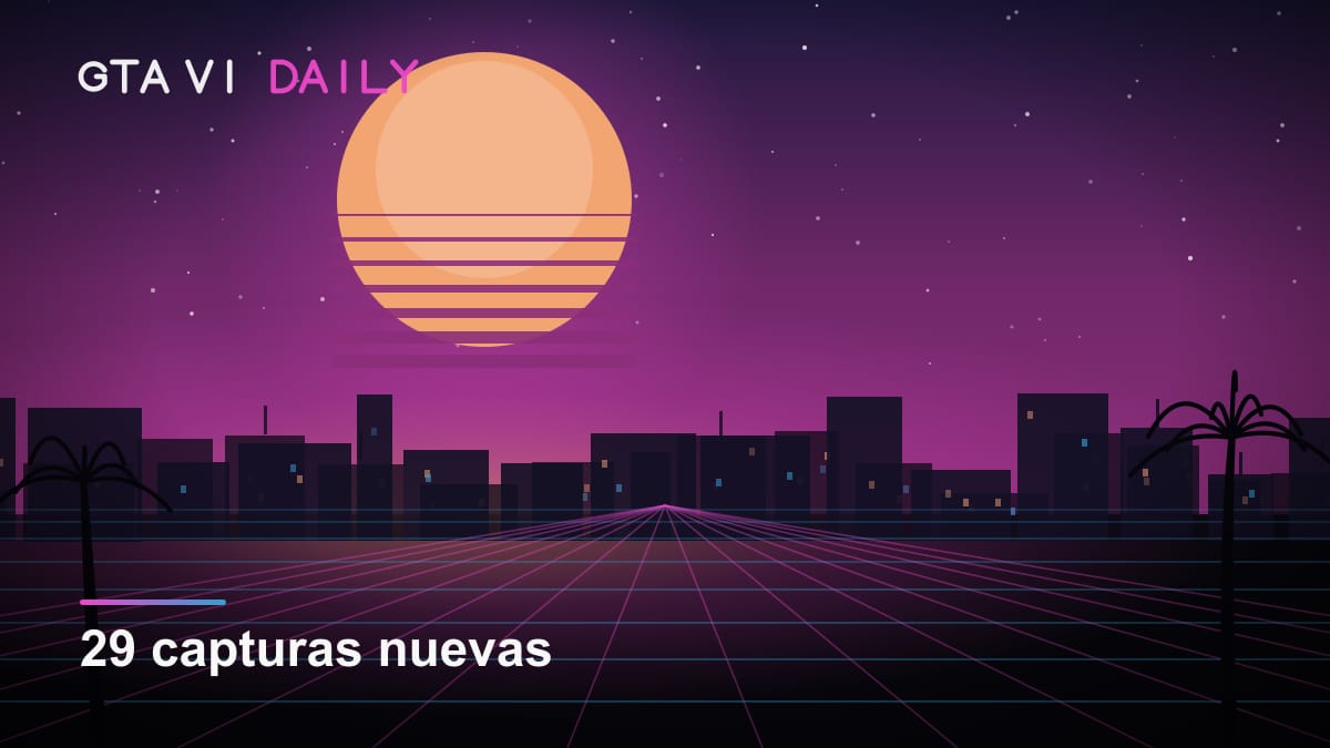 Composición que representa la galería oficial de capturas de GTA VI con Jason y Lucia en primer plano